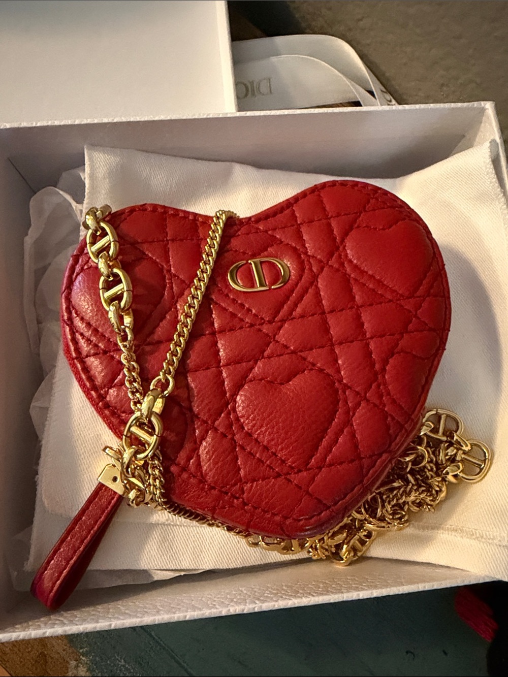 DIOR AMOUR CARO HEART POUCH WITH CHAIN - Picture 2 of 12